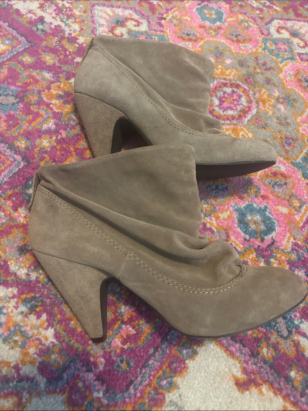 Steve Madden Taupe Suede Slouch Ankle Boots - Picture 4 of 6